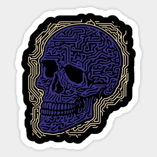 Purple Skull Made Up Of Lines Sticker